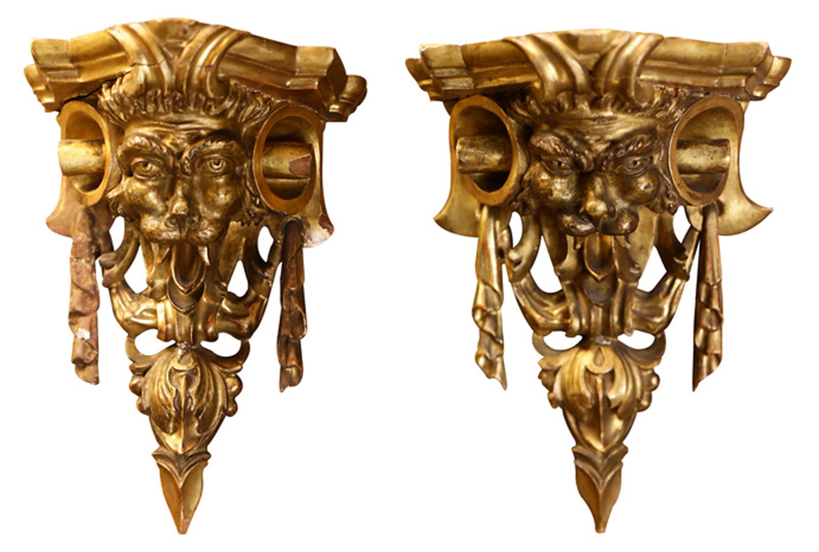 A pair of Renaissance style giltwood carved wall (1 of 3)