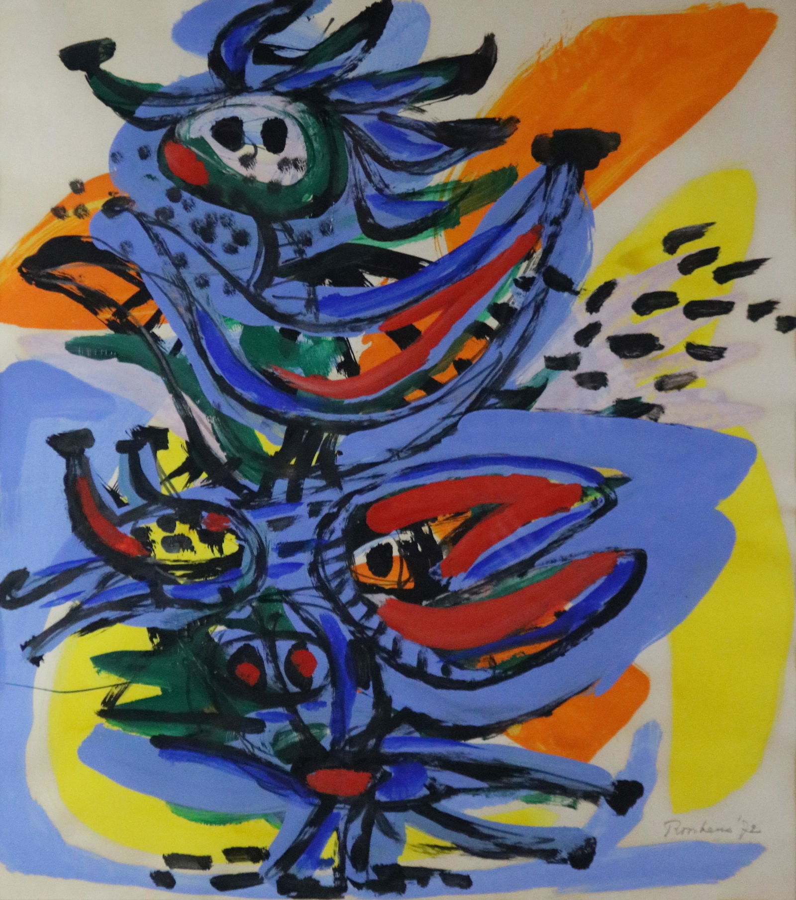 Work on paper, Anton Rooskens: Anton Rooskens (Dutch, 1906-1976), Untitled, 1972, gouache on paper, signed and dated lower right, sight: 22.75"h x 18.75"w, overall (with frame): 33"h x 29"w