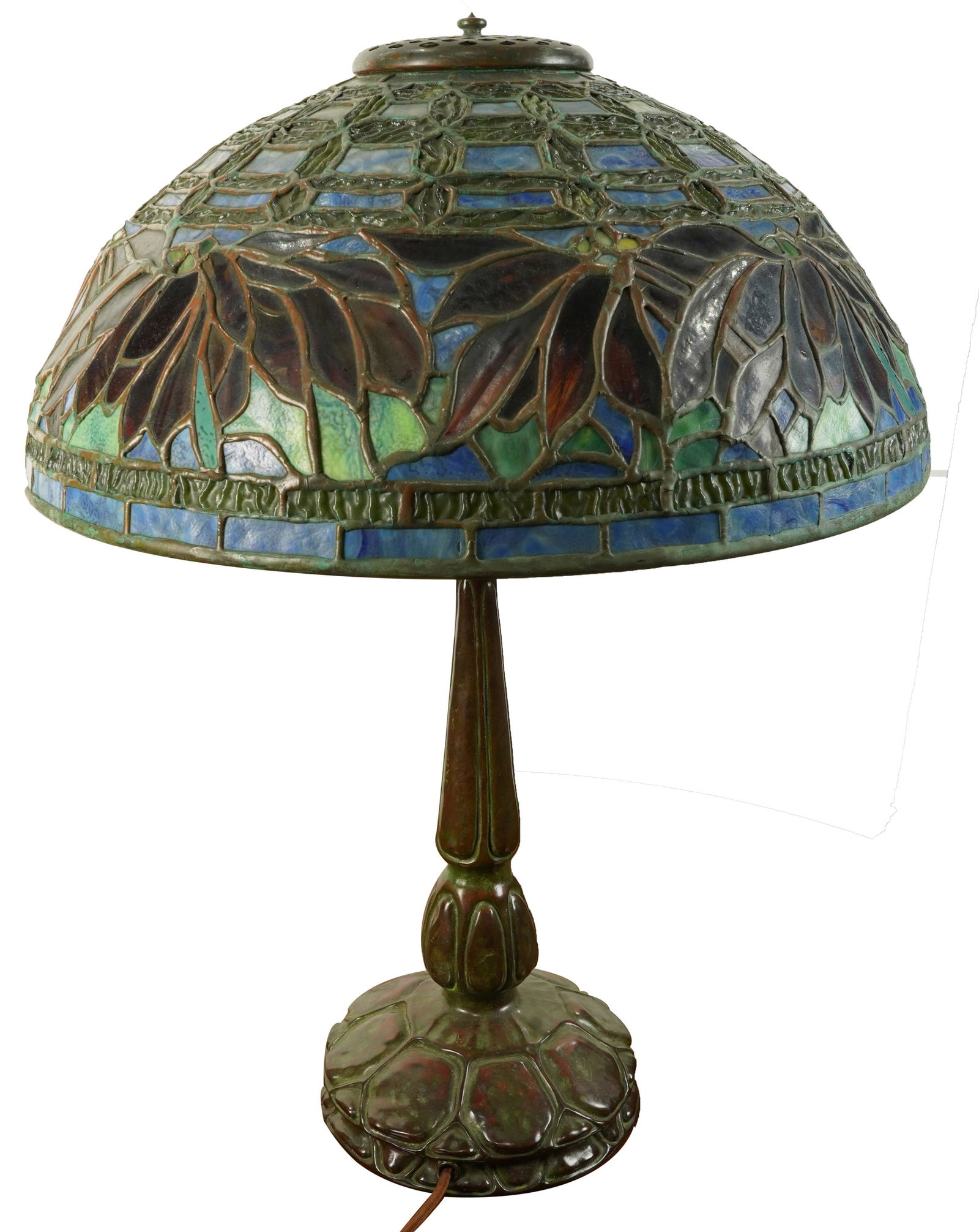 An Arts & Crafts leaded glass and patinated bronze (1 of 6)