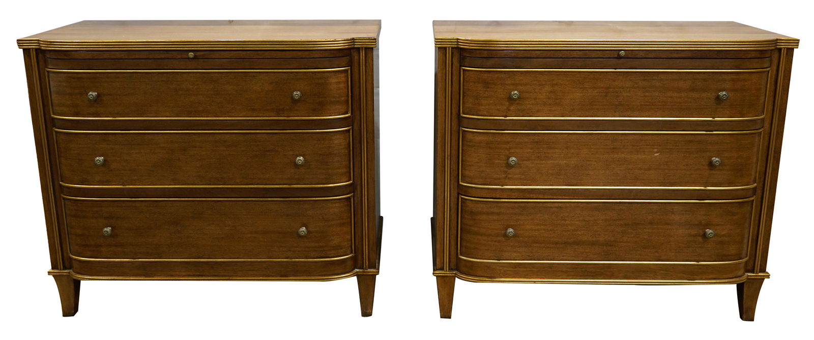 A pair of Dessin-Fournir partial gilt commodes (1 of 4)