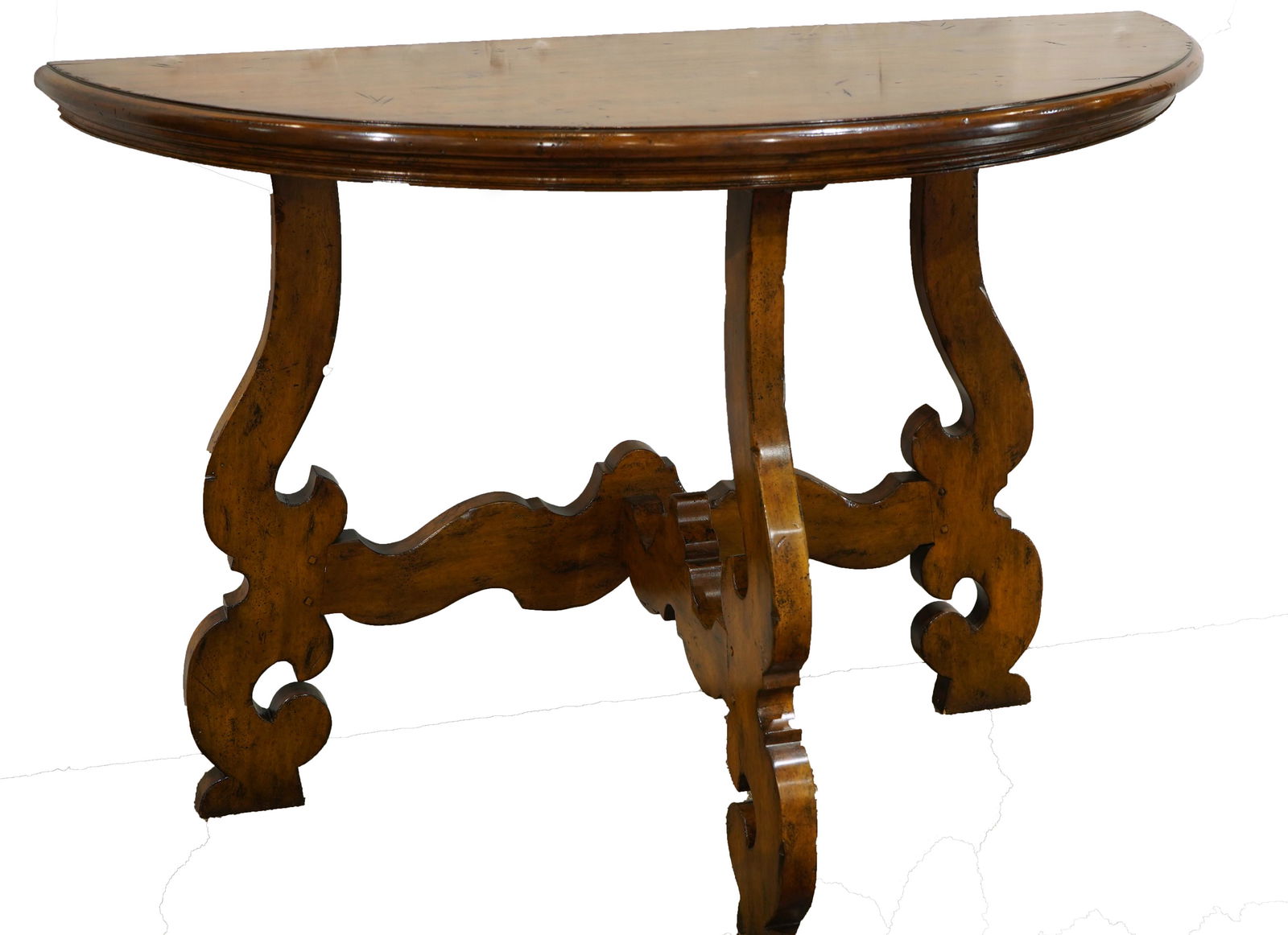 An Italian Provincial style demilune hall table (1 of 4)