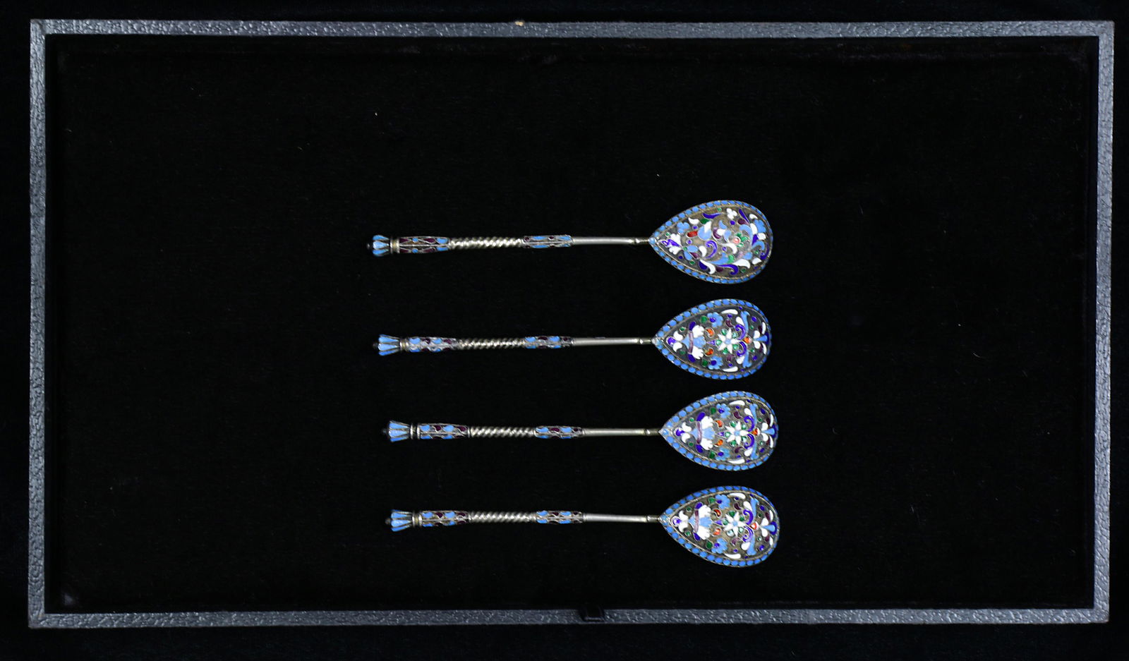 (lot of 4) A Russian enameled .84 silver spoon lot (1 of 2)