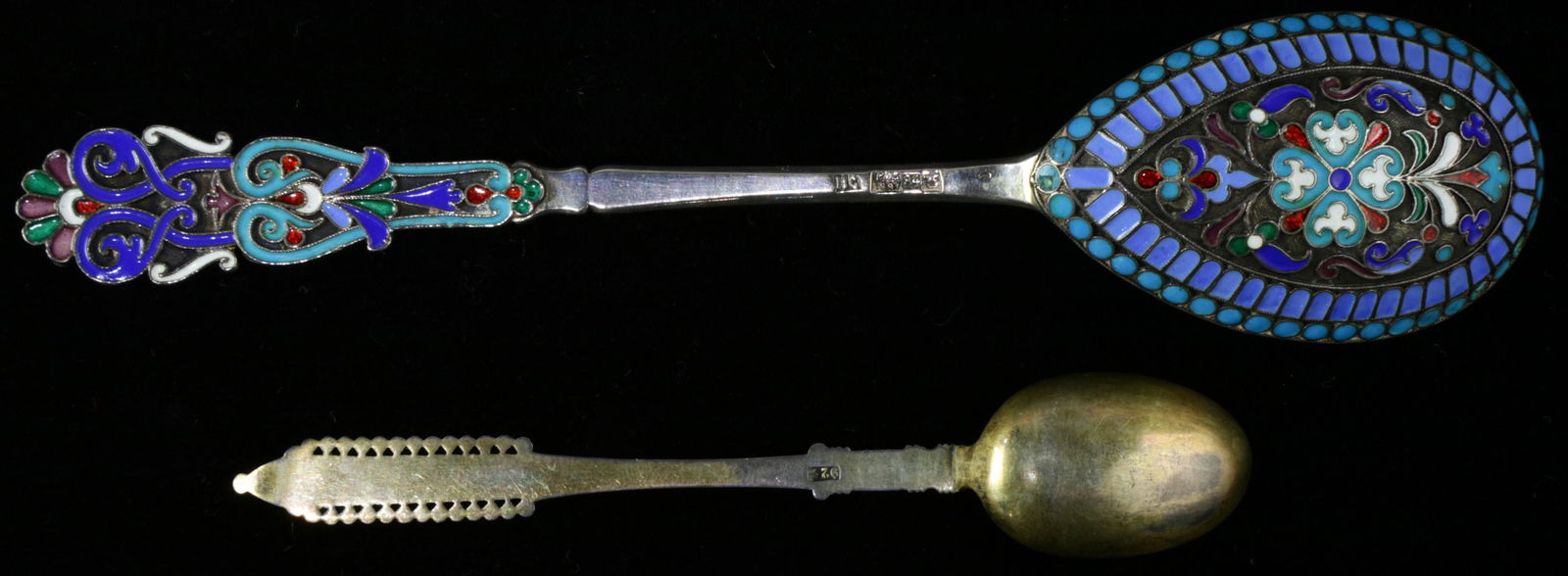 (lot of 2) A Russian enameled .84 silver spoon lot (1 of 4)