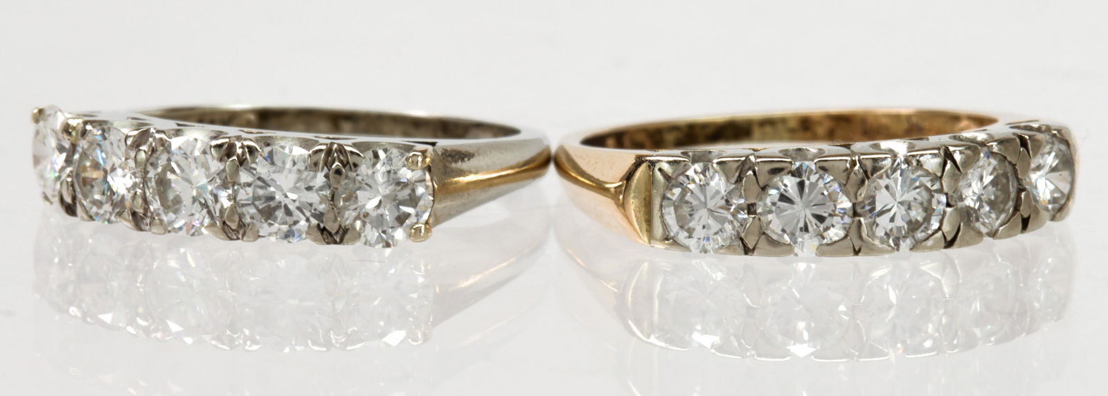 Set of diamond, 14k white and yellow gold guard rings (1 of 9)