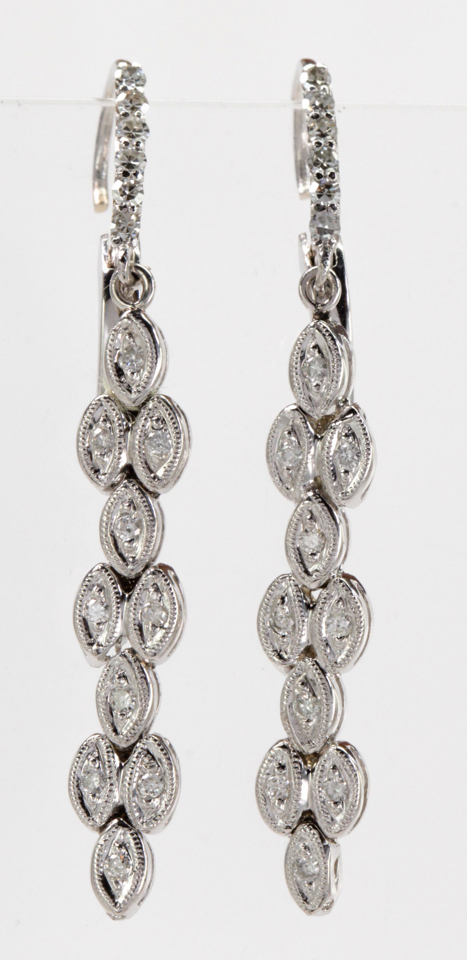 Pair of diamond, 14k white gold earrings (1 of 4)