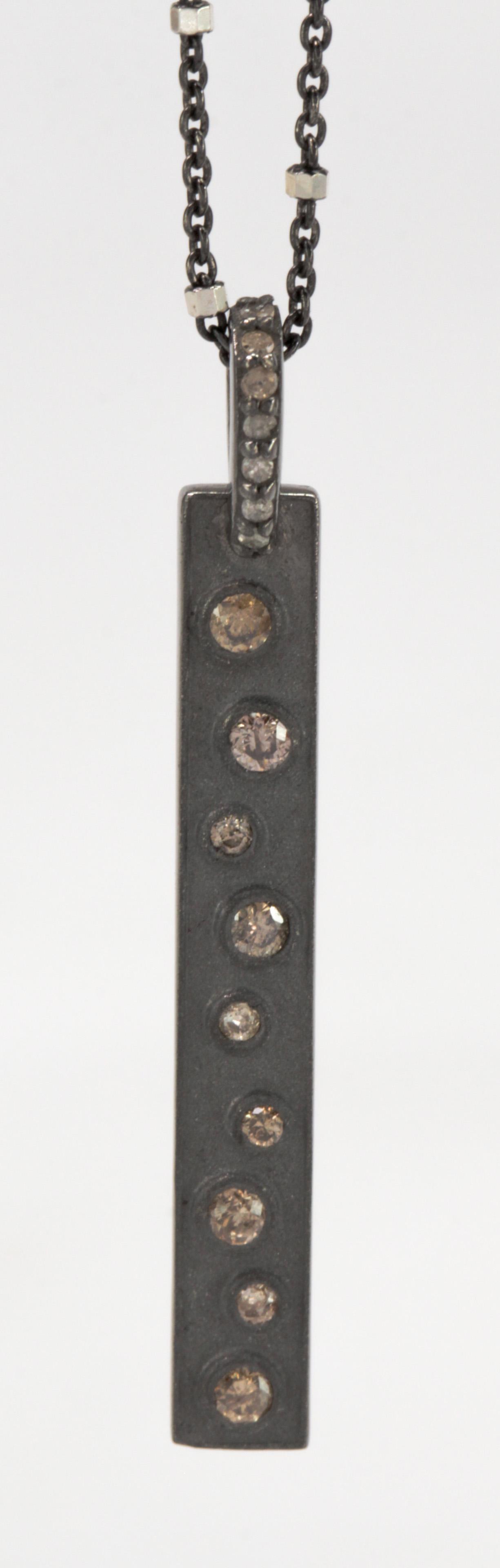 Diamond, blackened silver necklace (1 of 6)