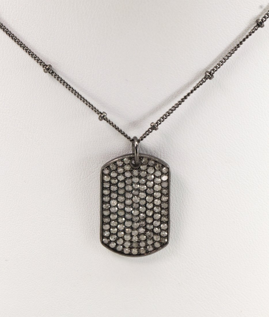 Diamond, blackened silver necklace (1 of 6)