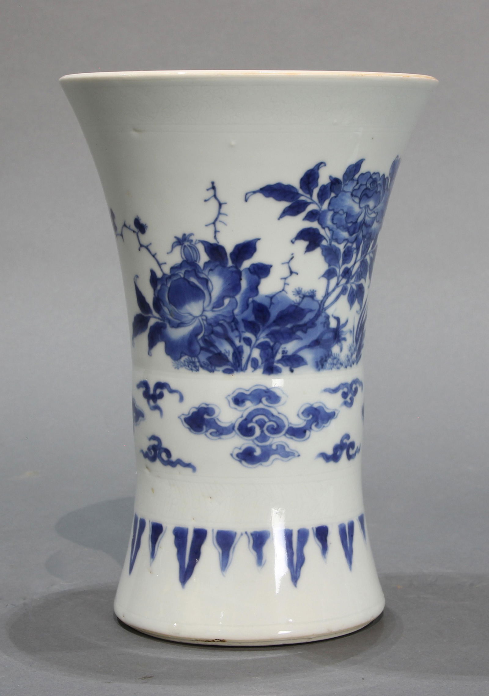 A Chinese Blue and White 'Flower and Bird' Beaker Vase (1 of 3)