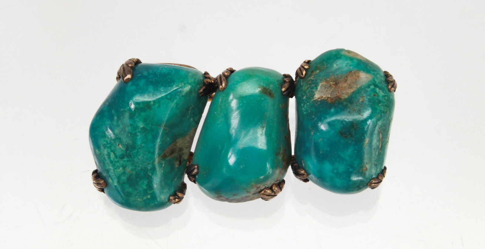 Turquoise, chrysocolla, silver brooch (1 of 1)