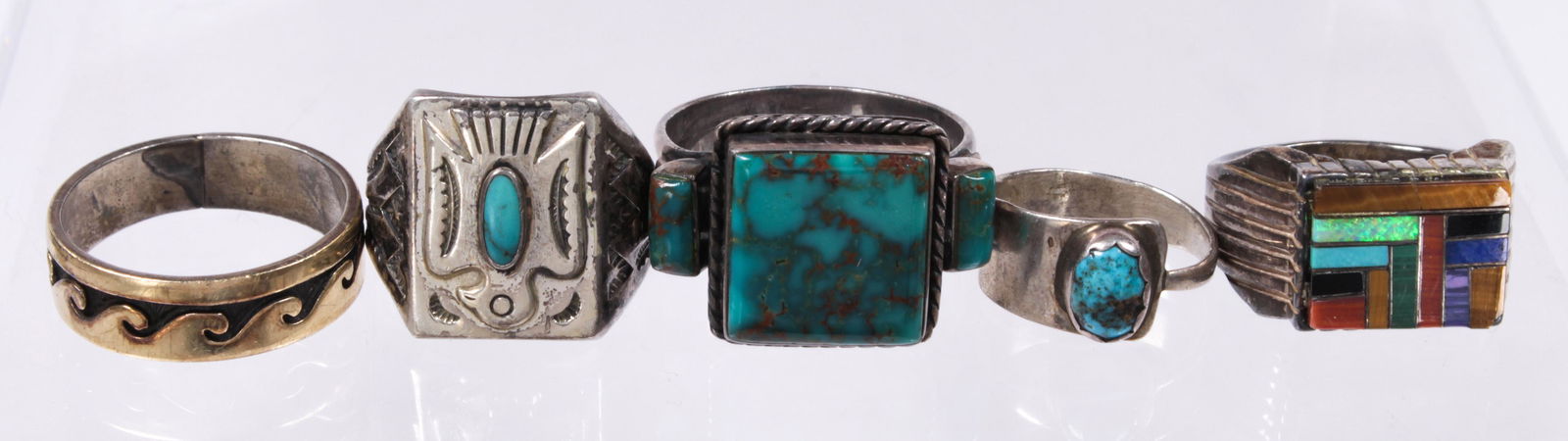 (Lot of 5) Multi-stone, sterling silver rings (1 of 1)