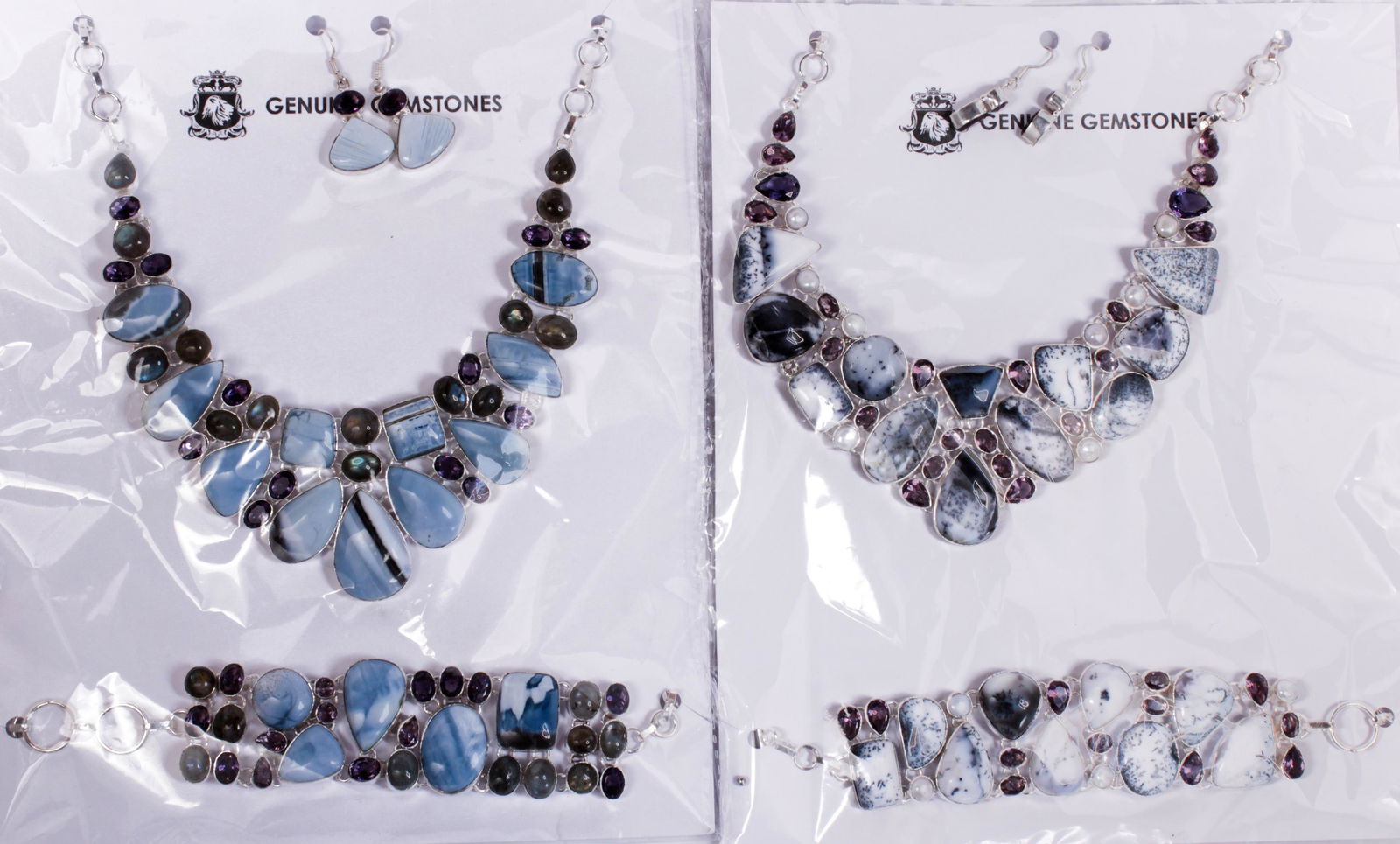 (Lot of 2) Multi-stone, glass, silver, metal jewelry (1 of 1)