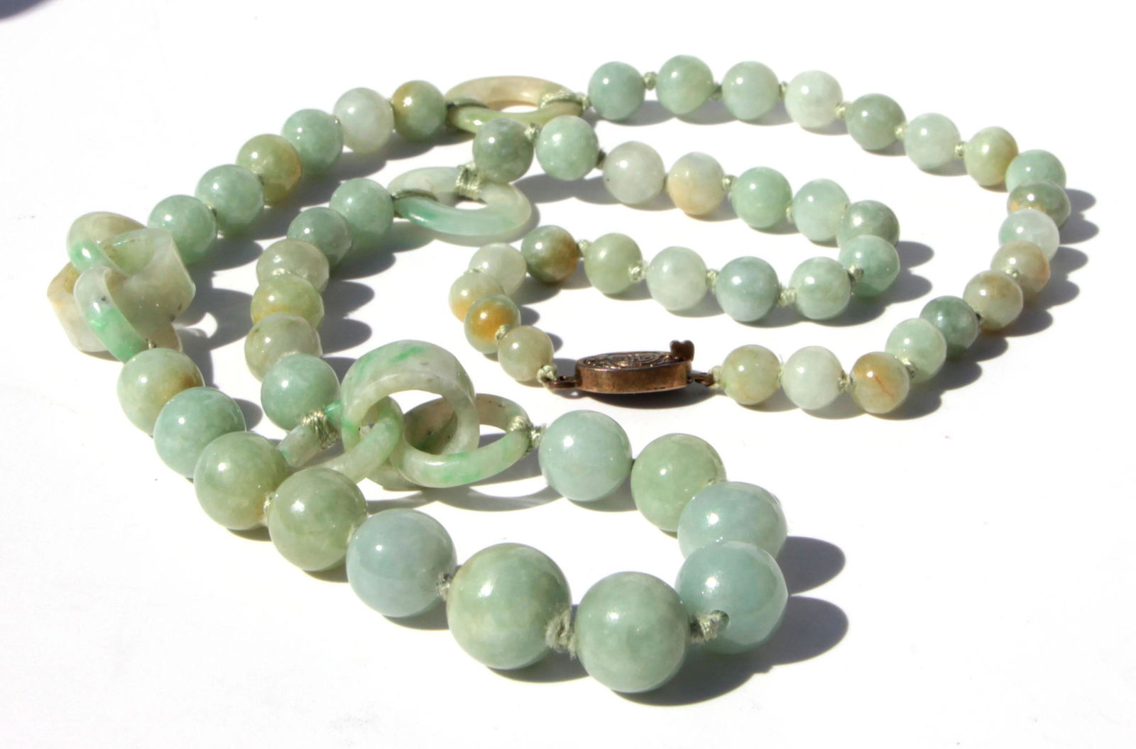 Jadeite bead, silver gilt necklace (1 of 6)