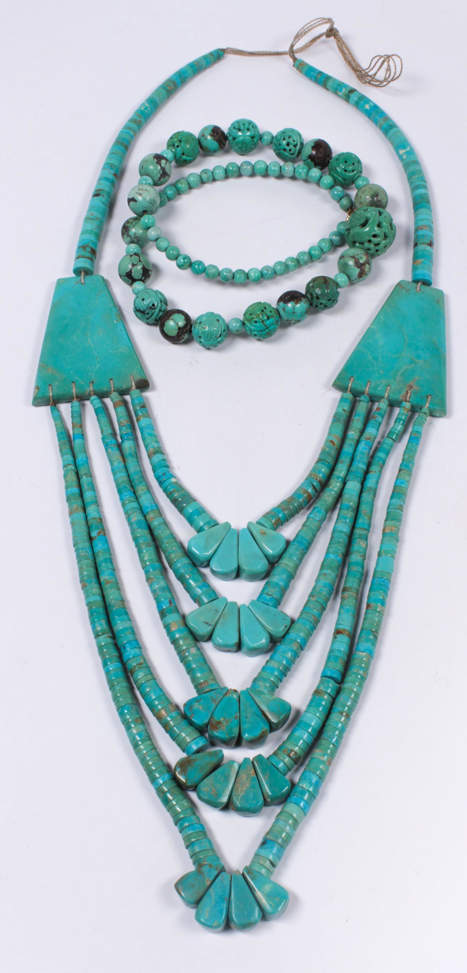 (Lot of 2) Turquoise, amazonite, metal necklace (1 of 1)