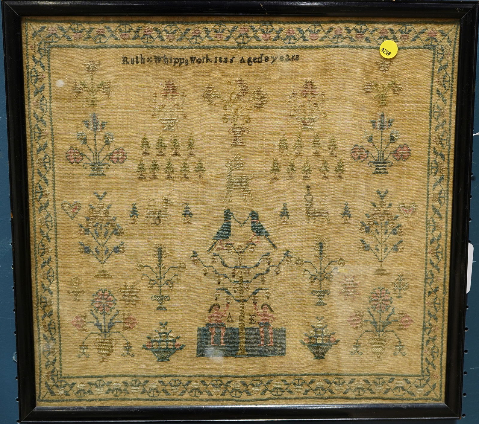 A framed 1836 Adam & Eve sampler (1 of 1)