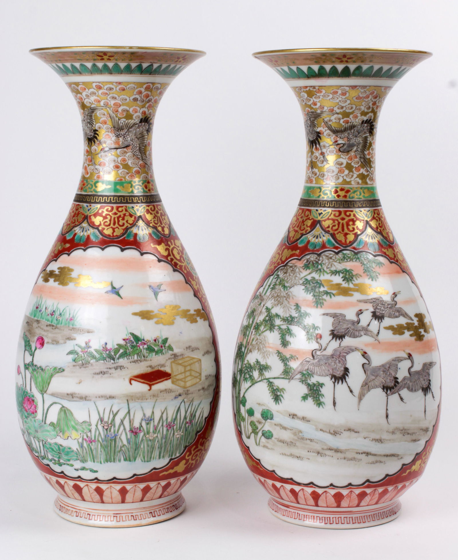 Pair Japanese Yokohama porcelain vases Meiji Period (1 of 1)