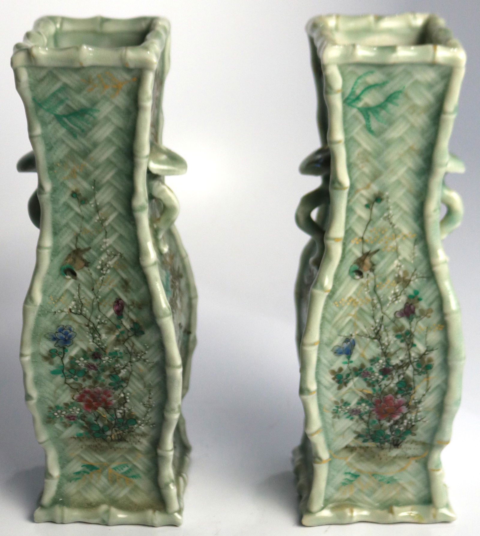 Pair Chinese celadon square vases (1 of 1)