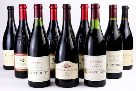 (lot of 12) A California Pinot Noir wine group: (lot of 12) A California Pinot Noir wine group, consisting of Flowers Sonoma Coast 2002 and (4) 2001, (3) Patz and Hall 2012 Chenoweth Ranch, (3) Saintsbury 2002 Carneros, Canihan Family Cellars 2007