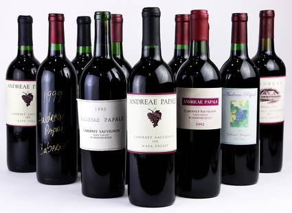 (lot of 11) Andreae Papale Napa Valley Cabernet: (lot of 11) Andreae Papale Napa Valley Cabernet Sauvignon wine group, consisting of (2) 1992 Rutherford Bench, 1993 Helena View, 1995, 1997, (3) 1998, (3) 1999, each 750ml