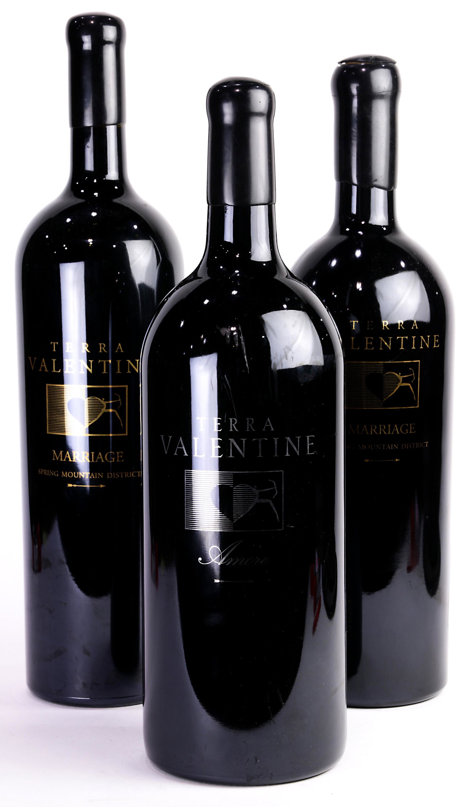 A large format Terra Valentine wine group: (lot of 3) A California wine group, consisting of a 2001 Terra Valentine Spring Mountain District Red Wine, a 2005 Terra Valentine Napa Valley Red Wine, and a 2003 Terra Valentine Marriage Spring Moun