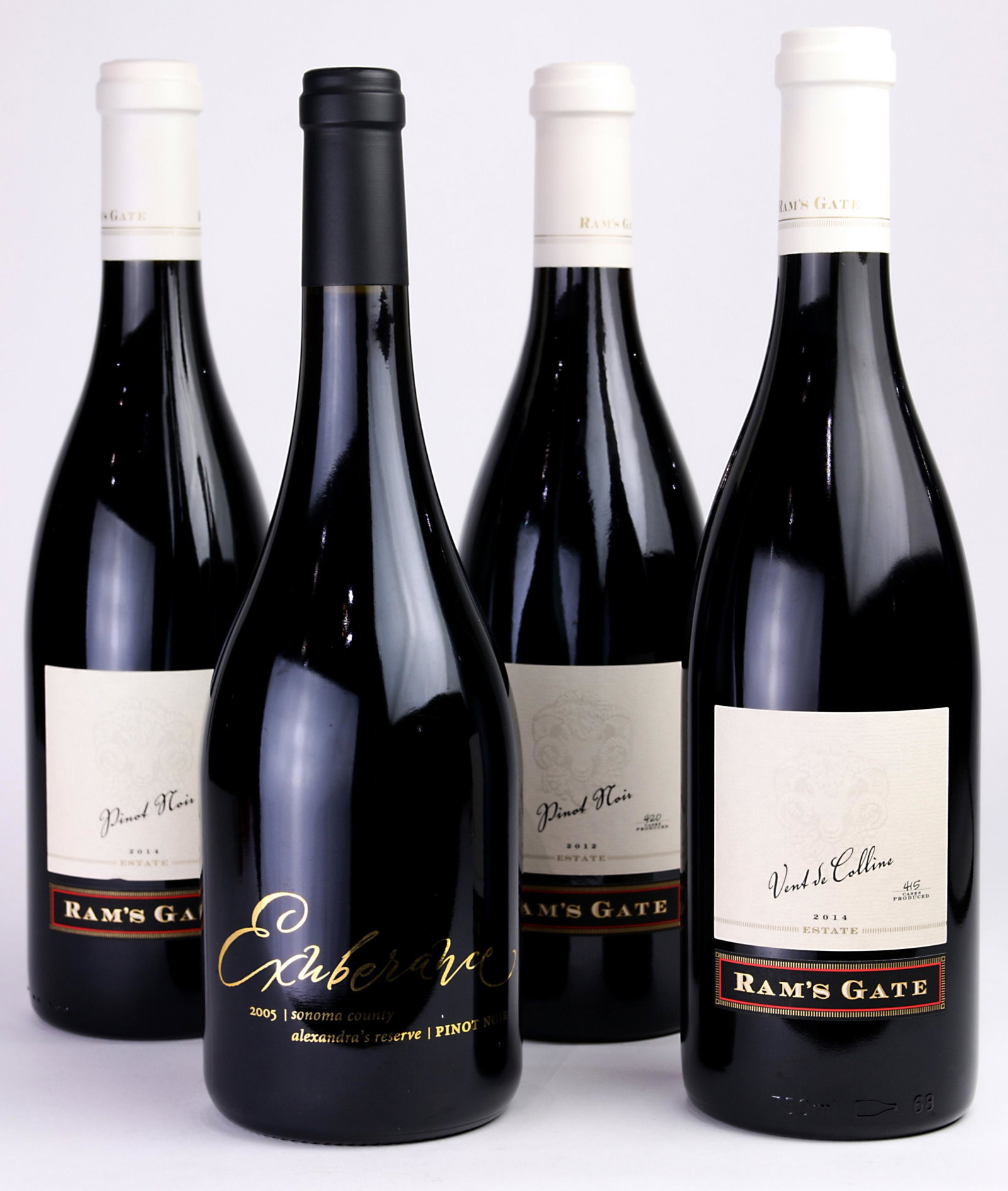 (lot of 4) A California wine group: (lot of 4) A California wine group, consisting of a Canihan Family Cellars 2005 Exuberance Estate Reserve Pinot Noir, a Ram's Gate Winery Vent de Colline 2014, and (2) Rams Gate Winery Estate Pinot No