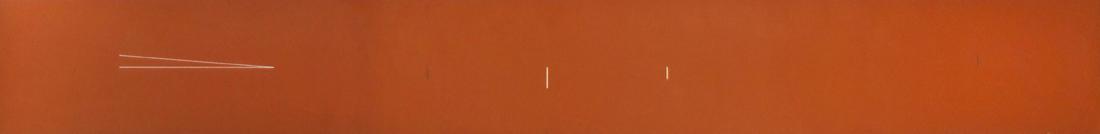 Painting, Heidi Gluck: Heidi Gluck (American, b. 1944), Untitled (Lines in Space), 1979, acrylic on canvas, pencil signed and dated verso, canvas (unframed): 9"h x 96"w. Provenance: Bertha Urdang Gallery (New York, NY).