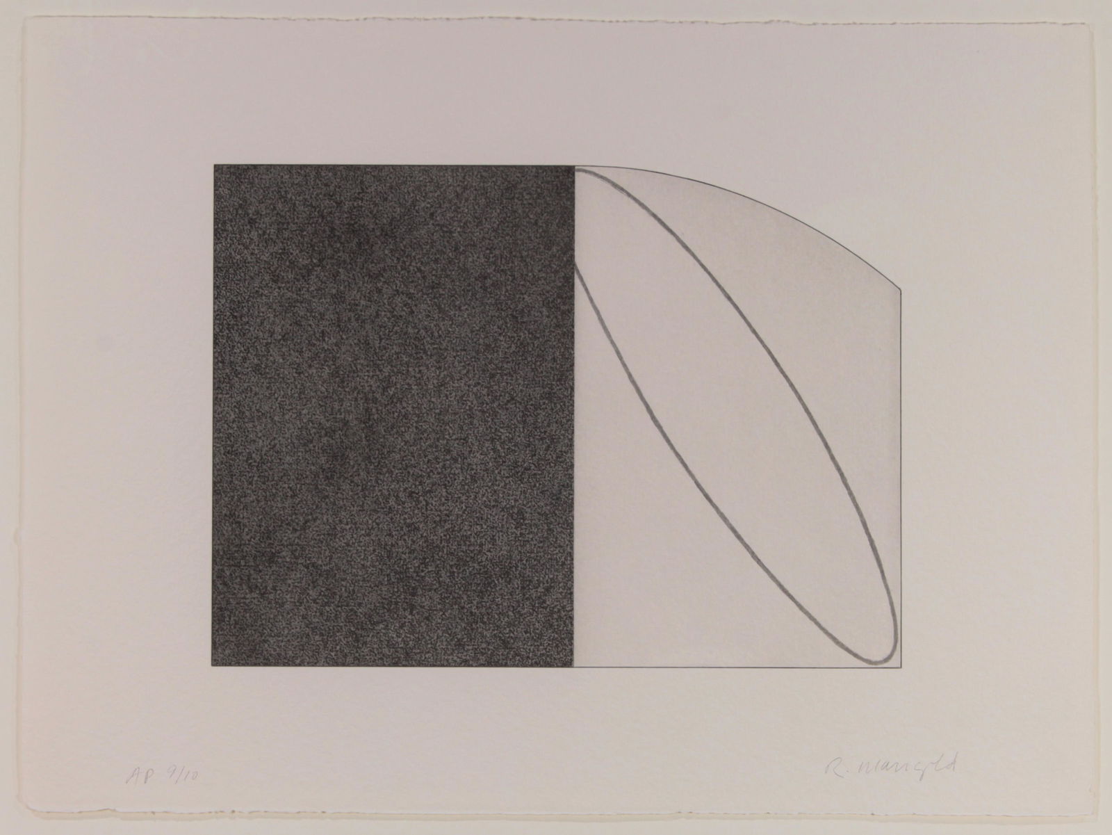Print, Robert Mangold: Robert Mangold (American, b. 1937), "Untitled (C)," 1995, etching with aquatint, pencil signed lower right, edition A/P 9/10, sheet: 22.5"h x 30.25"w, overall (with frame): 28.25"h x 36.25"w