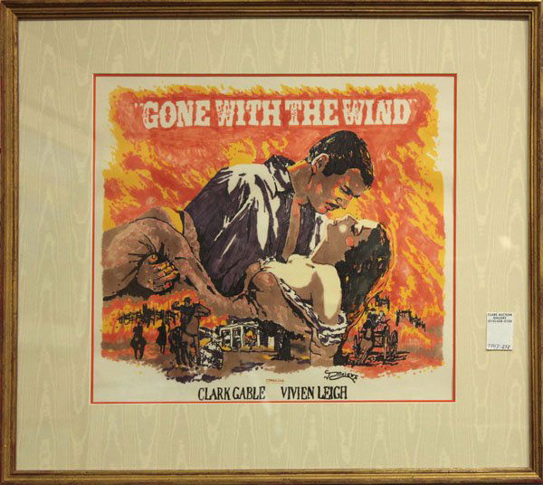 Poster, Gone with the Wind: Framed poster, ''Gone with the Wind'', plate signed indistinctly lower right, overall: 23''h x 26''w