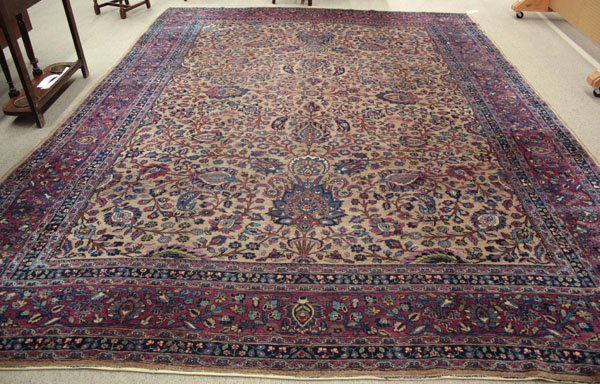 Semi-antique Persian Mashad rug carpet