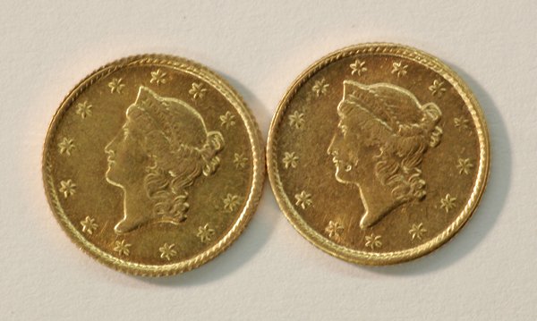 1853P 1 dollar Liberty head gold coin