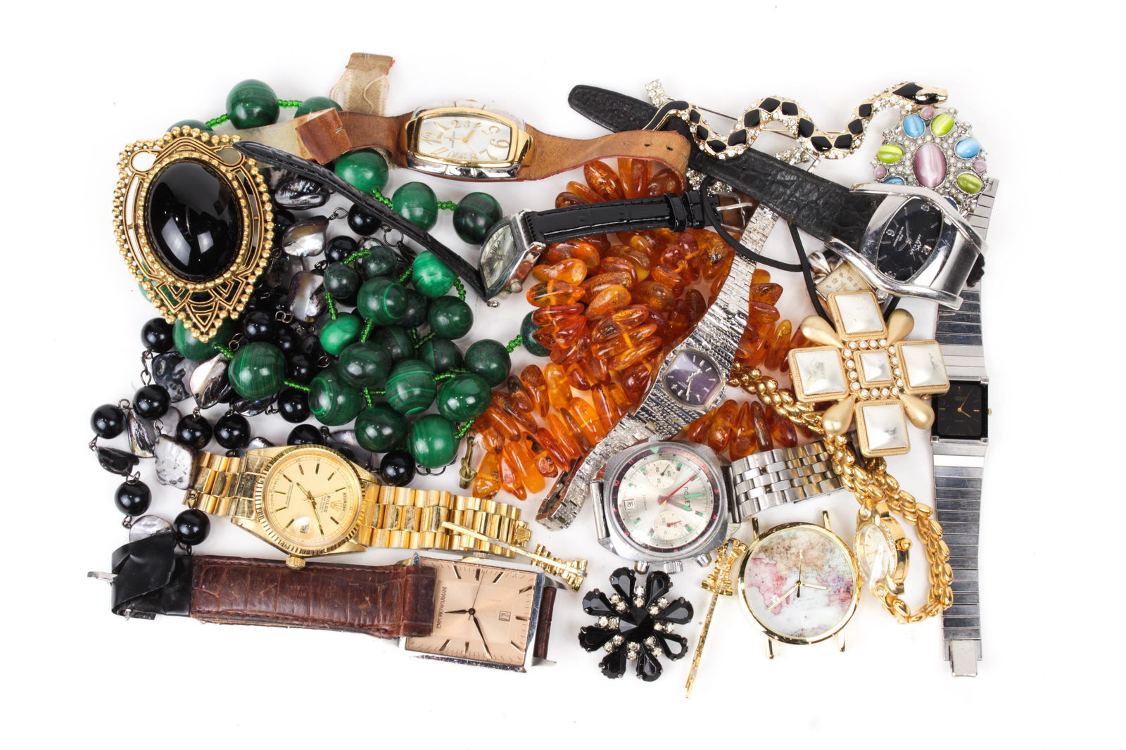 Collection of metal watches and stone beads (1 of 1)