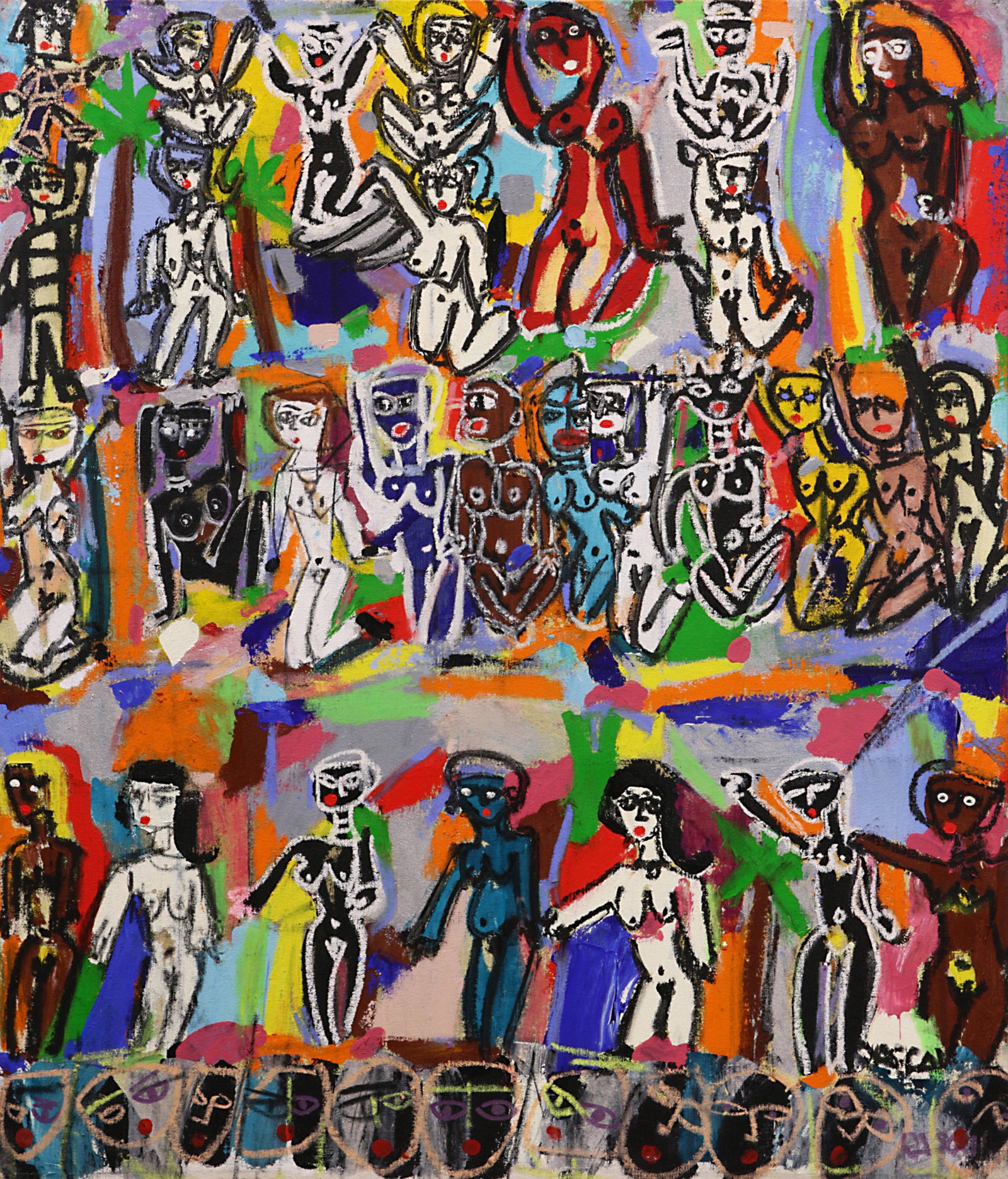 Painting, Rascal: Rascal (Puerto Rican, 20th century), Untitled, oil on canvas, signed lower right, canvas (unframed): 36"h x 31"w