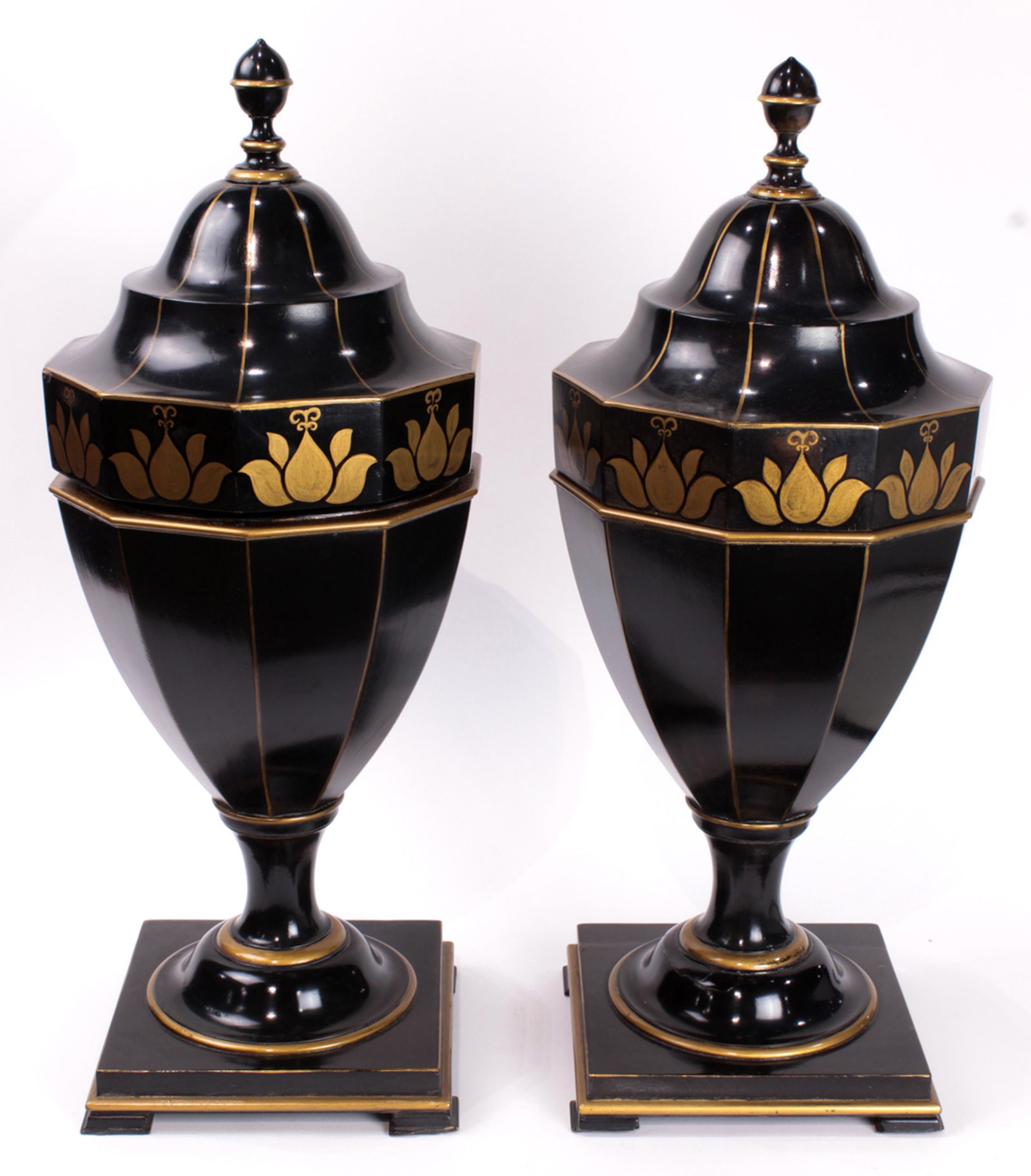 Pair of Regency style urn form knife boxes (1 of 2)