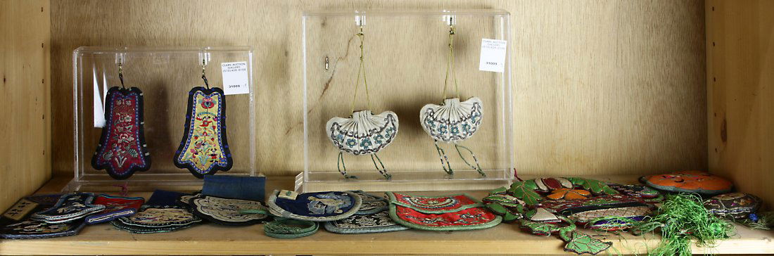 (lot of 11) Collection of Chinese embroidered ear muffs (1 of 5)