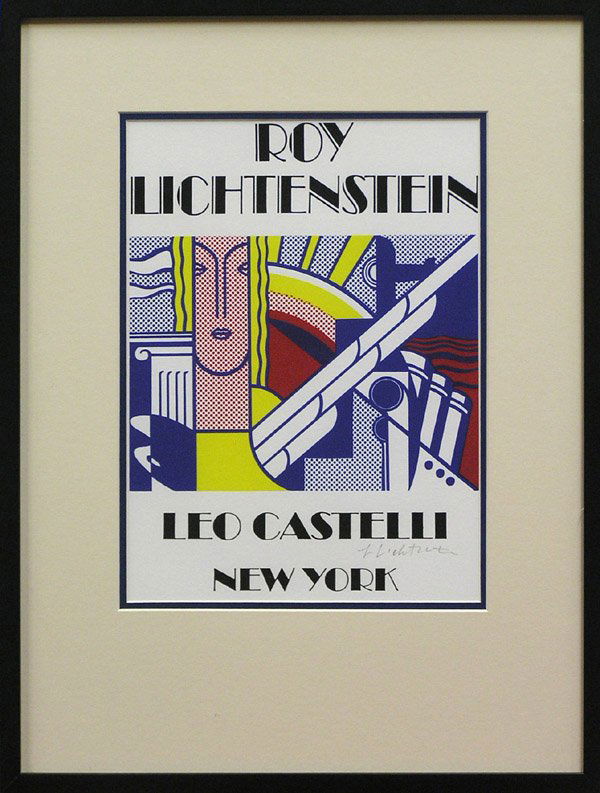 Print, Lichtenstein, Modern Art Poster: Framed offset print, ''Modern Art Poster,'' after Roy Lichtenstein (American, 1923-1997), signed by the artist lower right, sight: 15''h x 11''w, overall: 25''h x 19''w