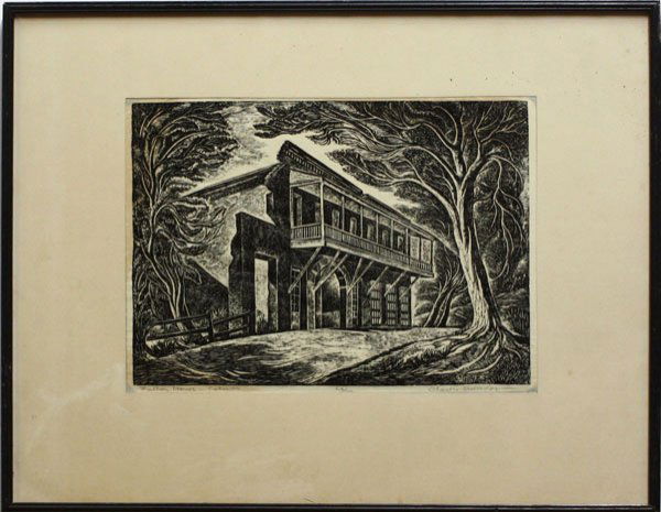Print, Surendorf, Californian: Framed woodblock print, Fallon House - Columbia, by Charles Surendorf (Californian, 1906-1979), pencil signed ''Charles Surendorf'' lower right, numbered ''Ed/100'' lower center, titled lower left, si