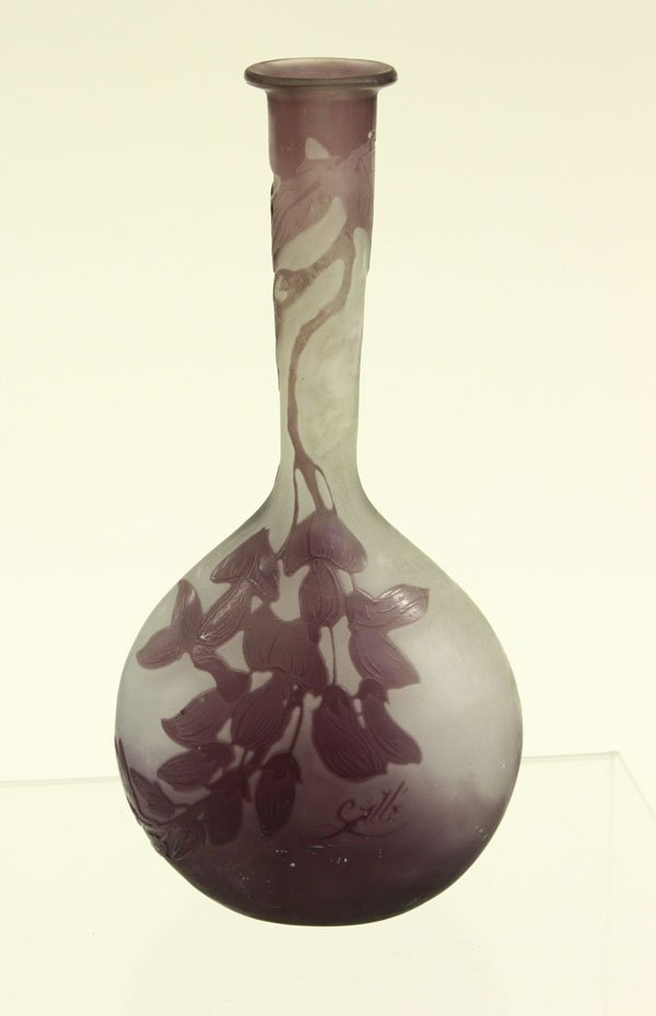 Galle style stick neck cameo vase