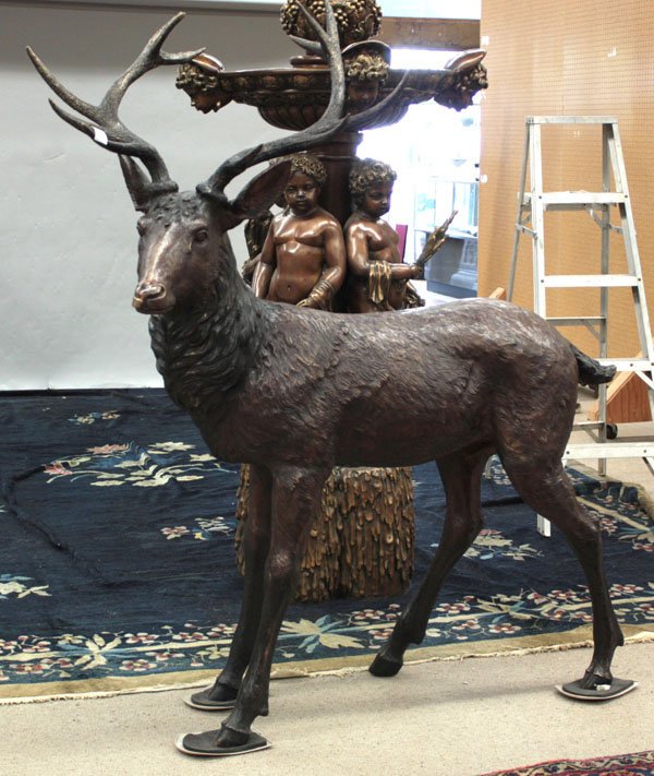 Bronze sculpture of a standing elk