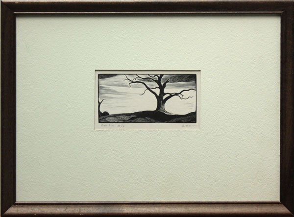 print, Trees, Thomas Willoughby Nason: Framed etching, ''Bare Trees,'' by Thomas Willoughby Nason (American, 1889-1971), pencil signed lower right, initialed in plate lower right, edition of 35, titled and inscribed ''35 imp.'' lower left,