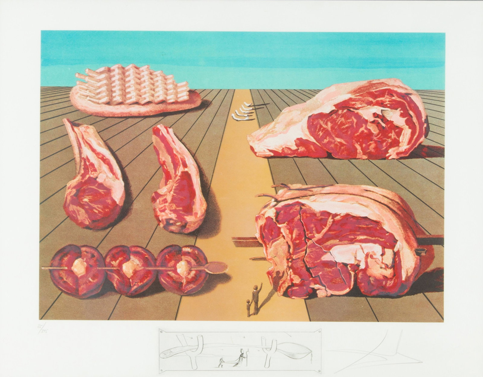Print, Salvador Dali: Salvador Dali (Spanish, 1904-1989), "Les Entre-Plats Sodamises" from "Les Diners de Gala," etching and photolithograph in colors, pencil signed lower right, edition 35/395, signed by Albert Field vers