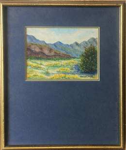 Watercolor, Carol Miller: Carol Miller (American, 20th century), West Coast Landscape, 1952, watercolor, signed and dated lower right, overall (with frame): 15"h x 12.5"w