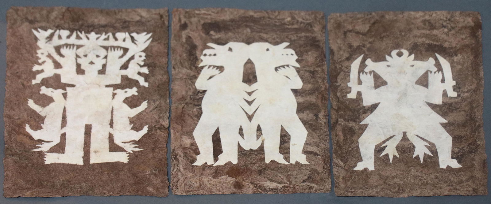 (lot of 3) Otomi amate cut paper artworks, depicting (1 of 1)