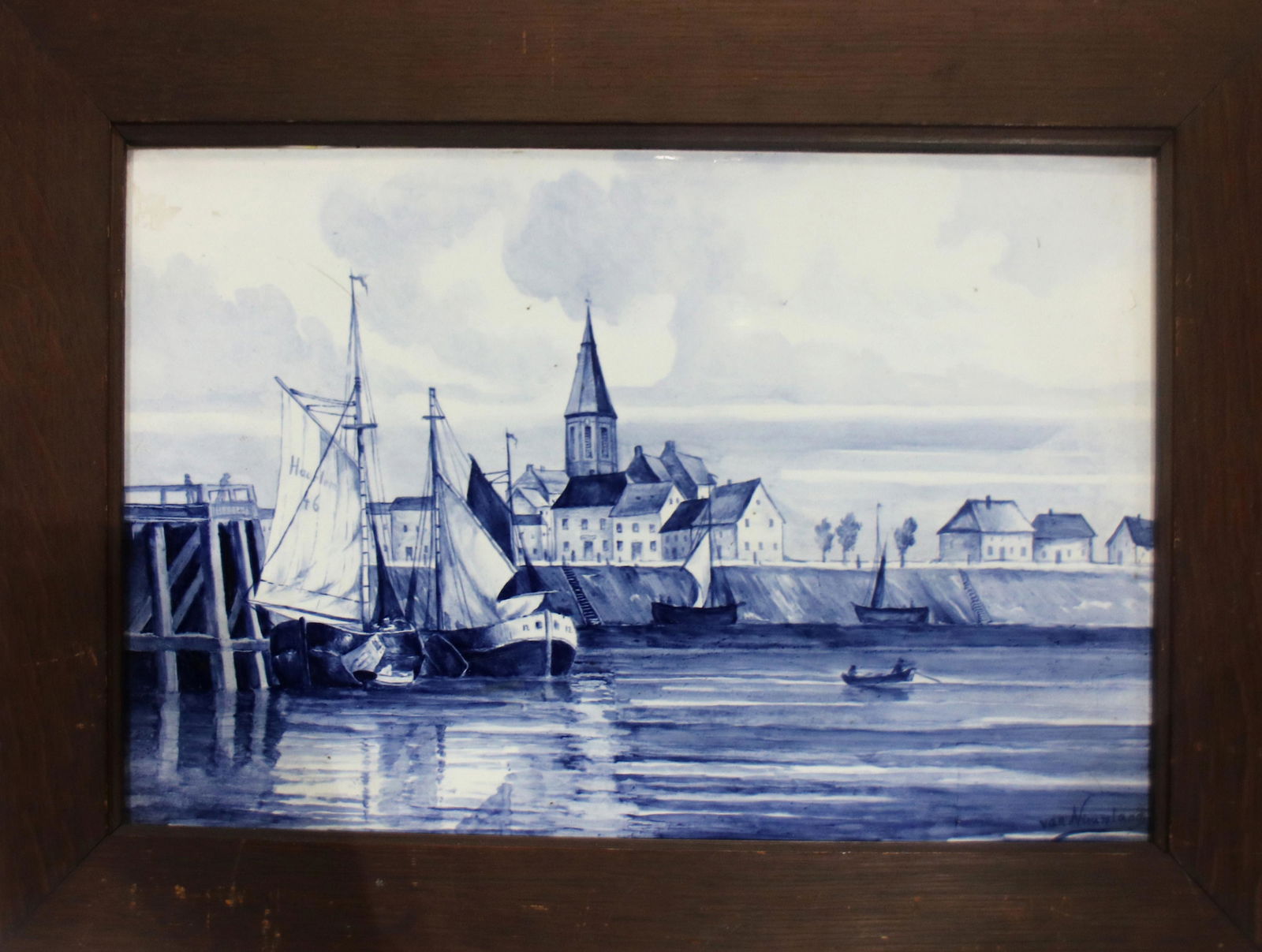 Royal Bonn "Delft" framed blue and white tile (1 of 1)