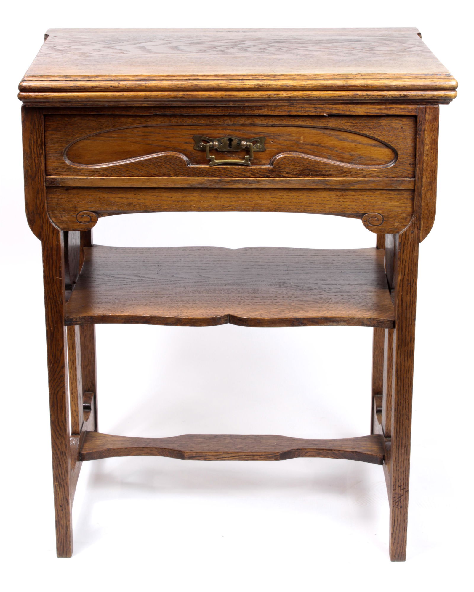 Flip top oak games table having a single drawer (1 of 13)