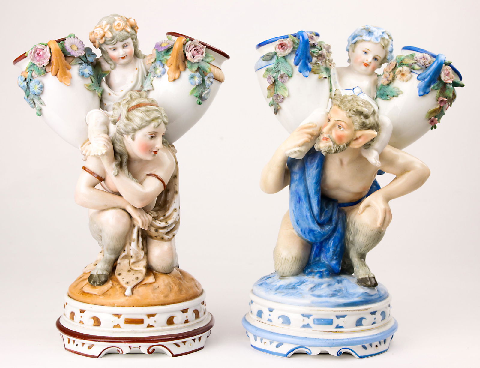 A pair of German Kister porcelain figural groups (1 of 8)