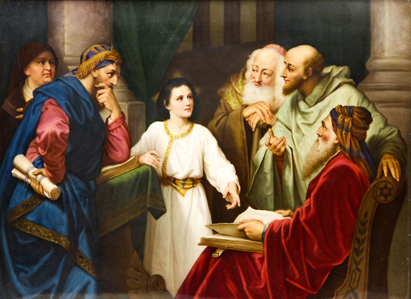 A KPM porcelain scenic plaque depicting Jesus speaking (1 of 4)