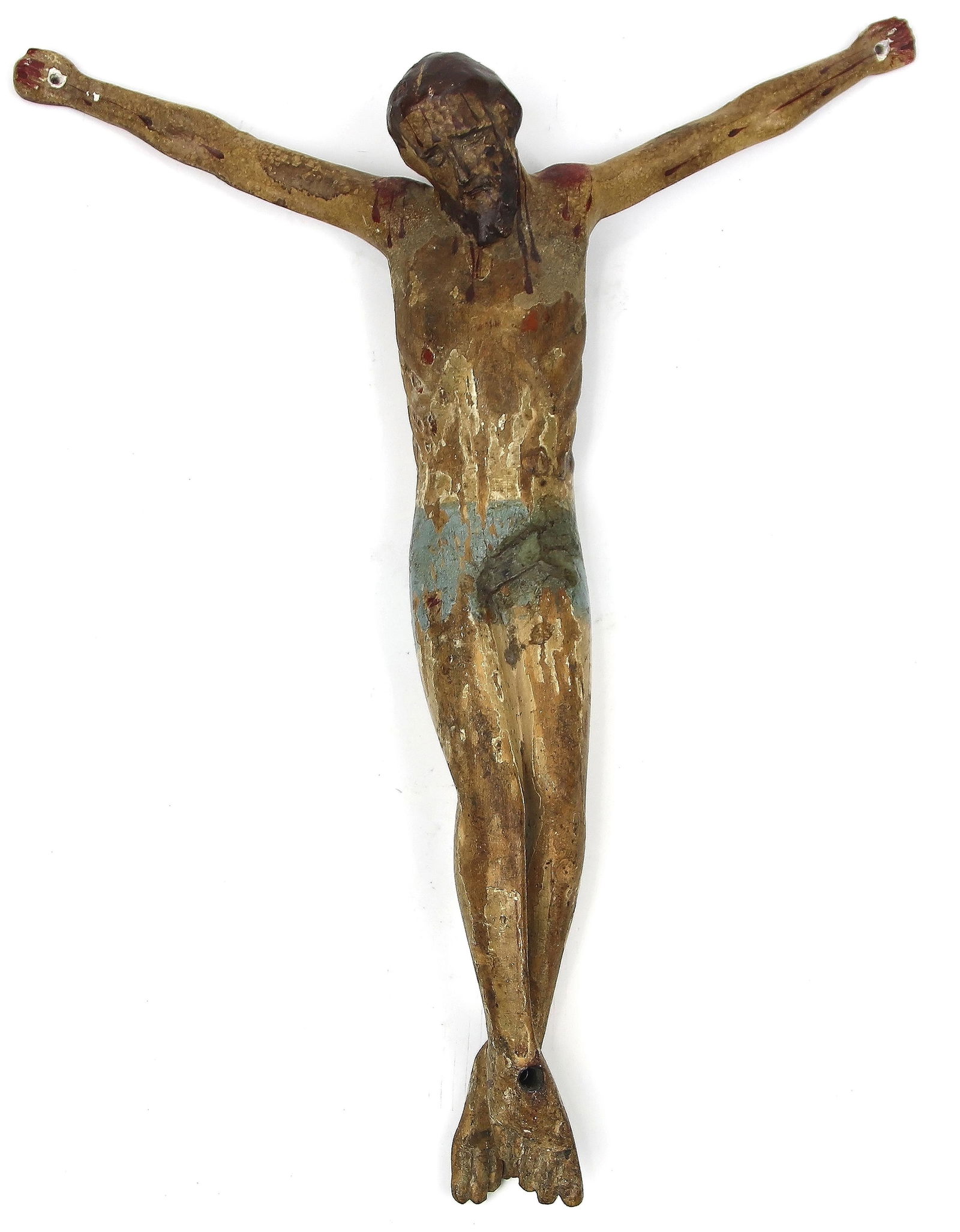 A Spanish Colonial style polychrome decorated crucifix (1 of 4)