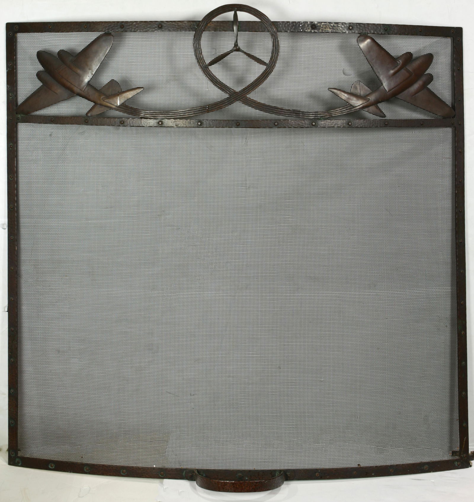 An Arts and Crafts hand hammered copper fireplace (1 of 2)