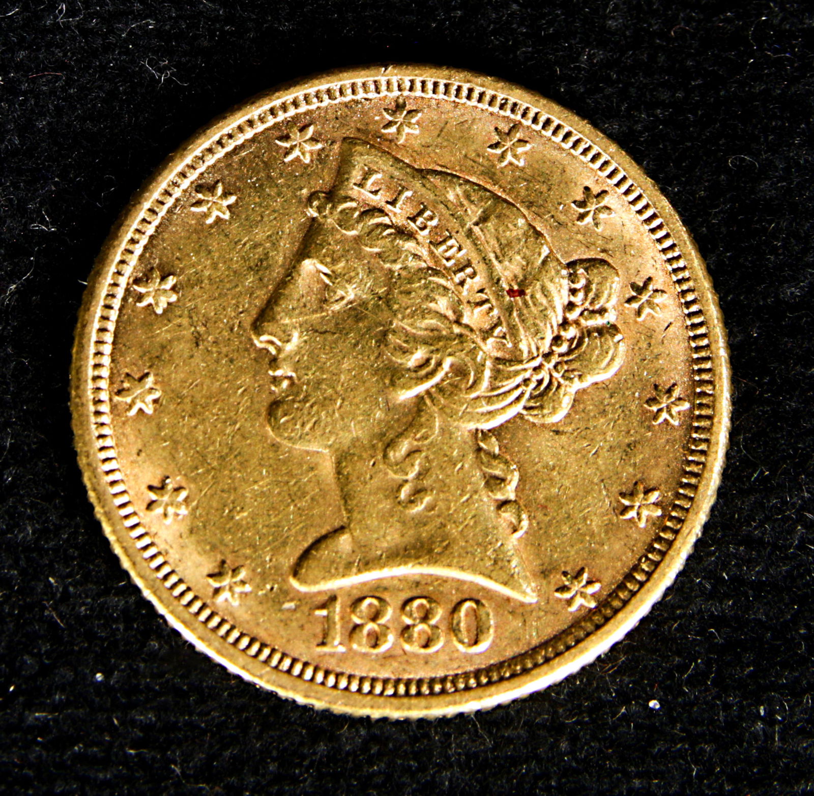 1880 Gold $5 Liberty Head "Half Eagle" (1 of 2)
