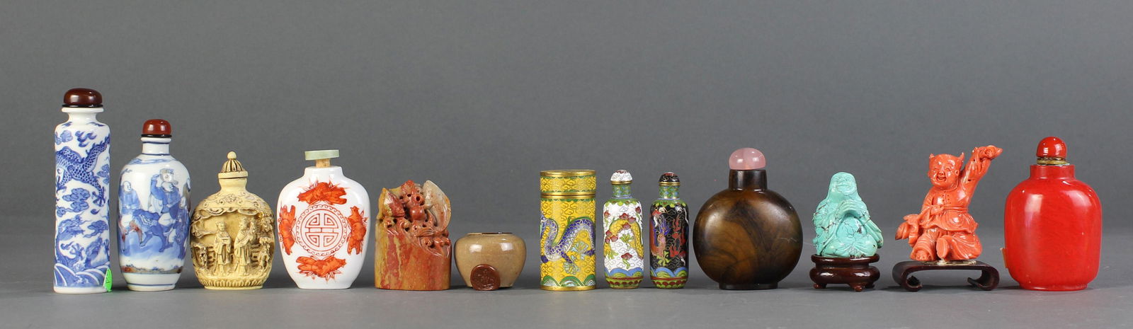 (Lot of 13) A Group of Snuff Bottles and Carved (1 of 14)