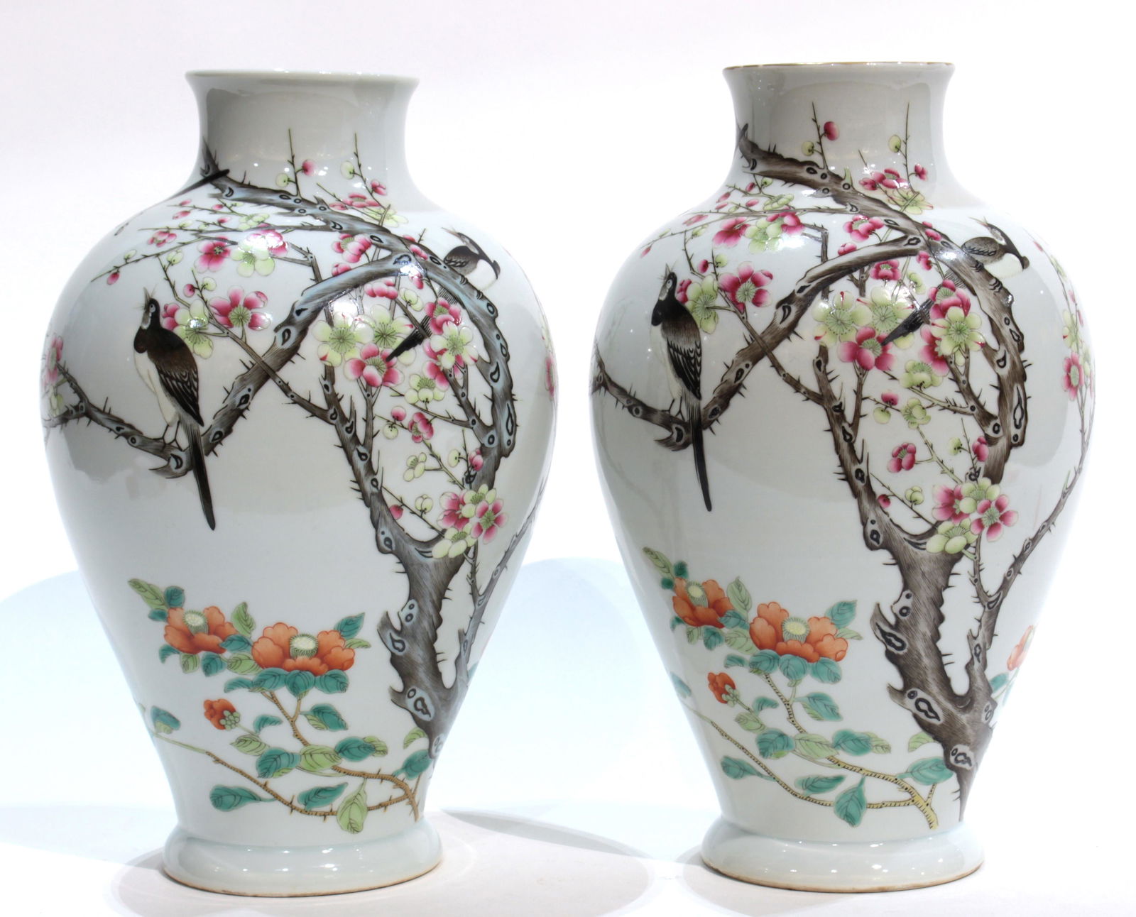 (Lot of 2) A Pair of Famille Rose 'Flower and Bird' (1 of 3)